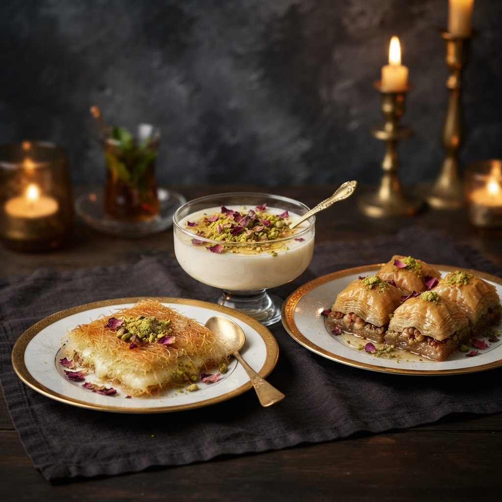 Arabian sweets with pistachio and rosewater