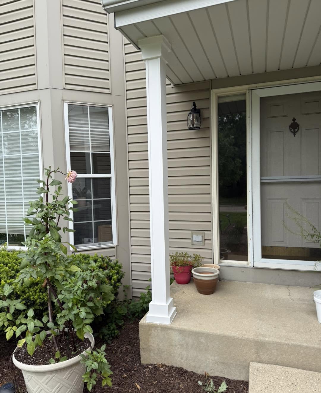 New wrapped porch post and trim installation by Fisher Remodeling
