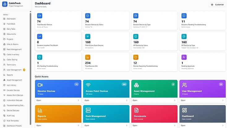 CableTrack – Infrastructure & Device Management System