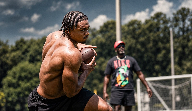 Youth football athlete portrait from a VISIONATL sports media day in Atlanta