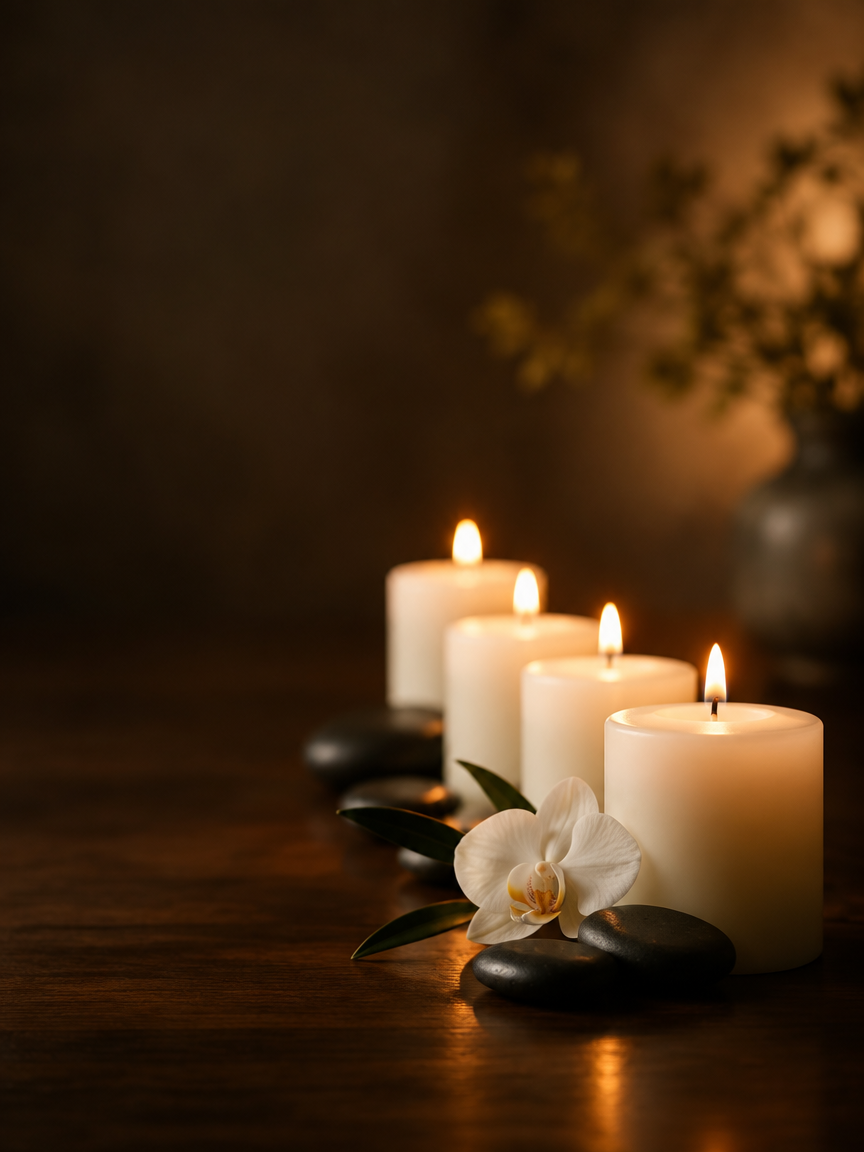 Warm candlelight arrangement