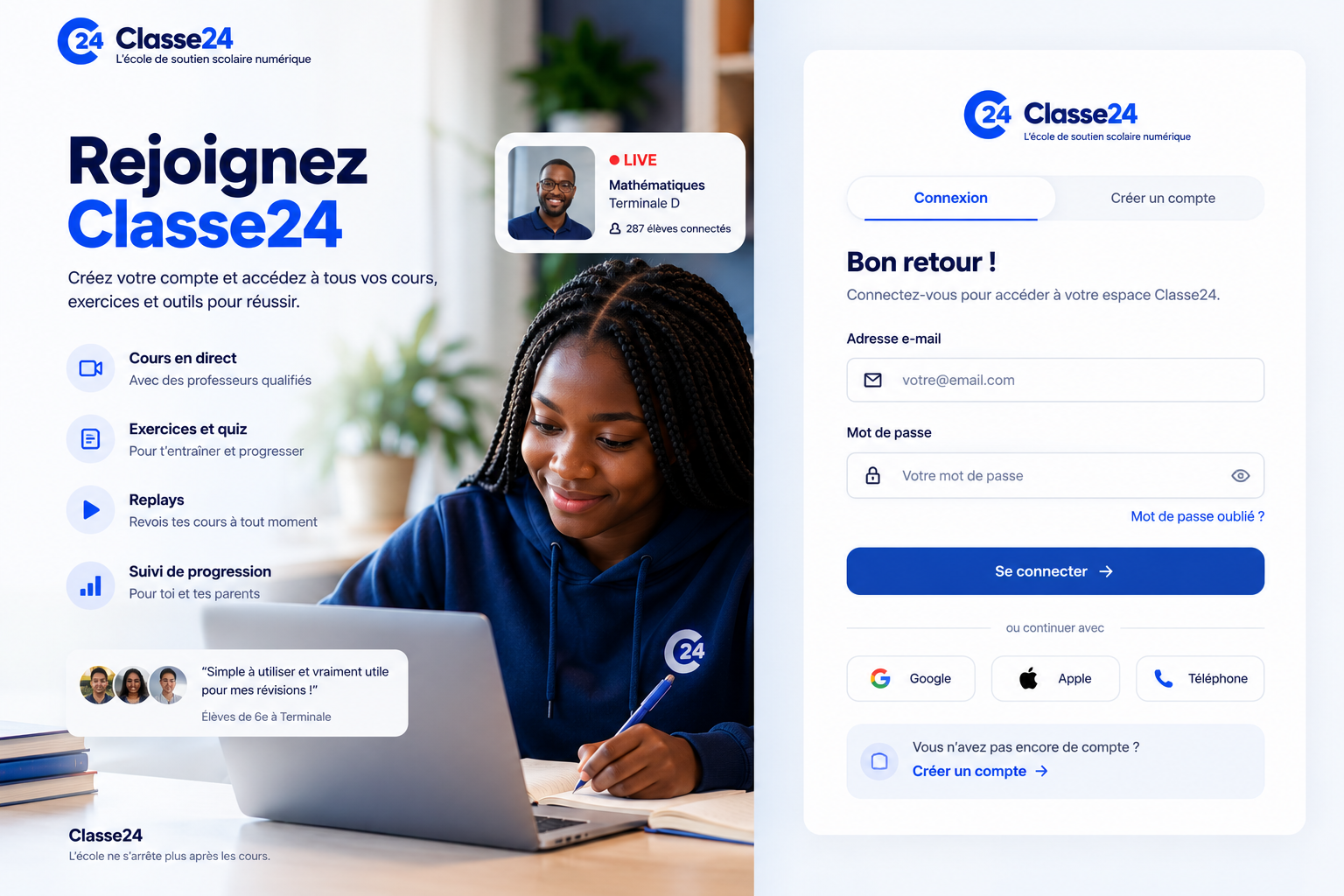 Rejoignez Classe24