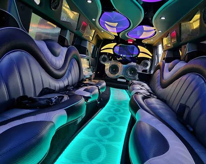 Leather seating inside a Gold Coast Limos 2U limousine