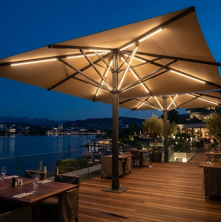 Parasols professionnels sur mesure pour terrasses