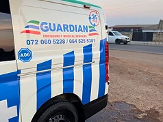 Guardian EMS ambulance on a roadside ready for patient transport