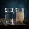 Dos vasos de agua, uno transparente y otro turbio
