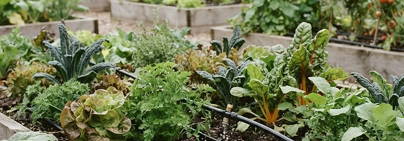 A walled kitchen garden with a greenhouse and wheelbarrow