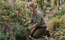 A gardener in a well-tended border