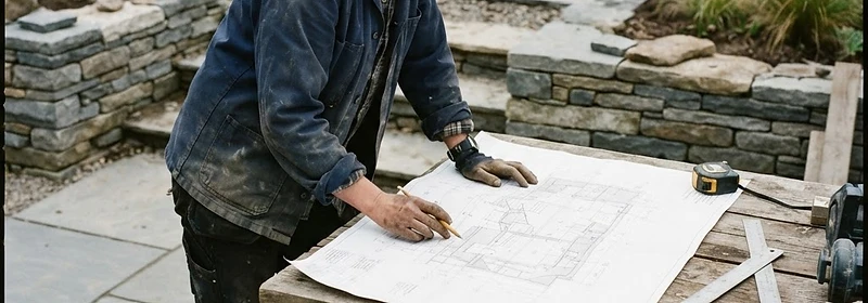 A landscaper discussing a build plan on site