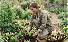 A gardener pruning a perennial border with secateurs