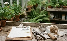 A gardener's tools laid out neatly