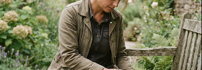 A gardener noting a job quote in a notebook