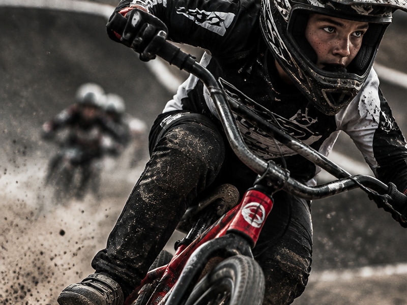 Nacho Pérez corriendo una carrera de BMX Racing