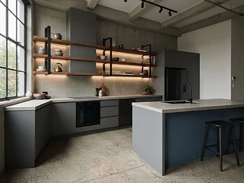Concrete and Steel — Industrial Kitchen by A-Plan Kitchens in Wentworth Falls