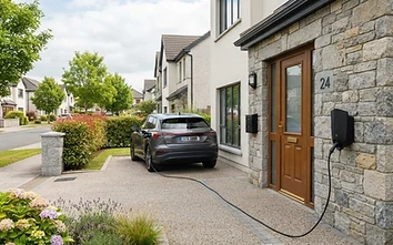 Home EV charging station with electric car