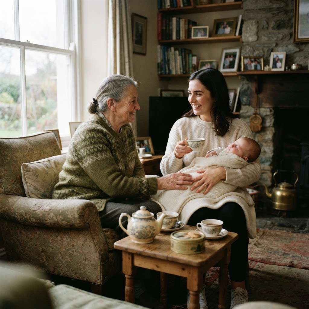 A Baptism Friend visiting a young family at home