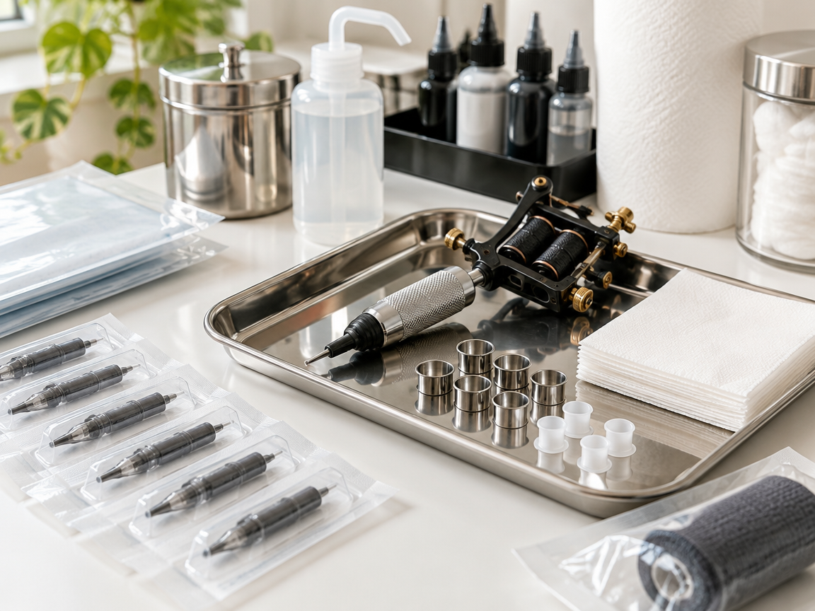 Clean, organised tattoo workstation at Good Soul Tattoo Studio