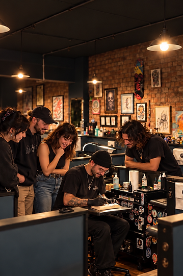 Inside Good Soul Tattoo Studio during a First Tattoo Evening