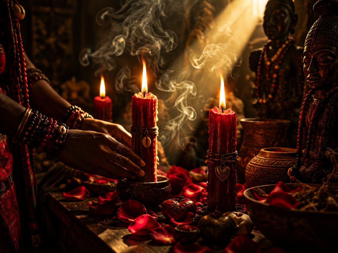 Rituel de retour d'affection avec bougies rouges