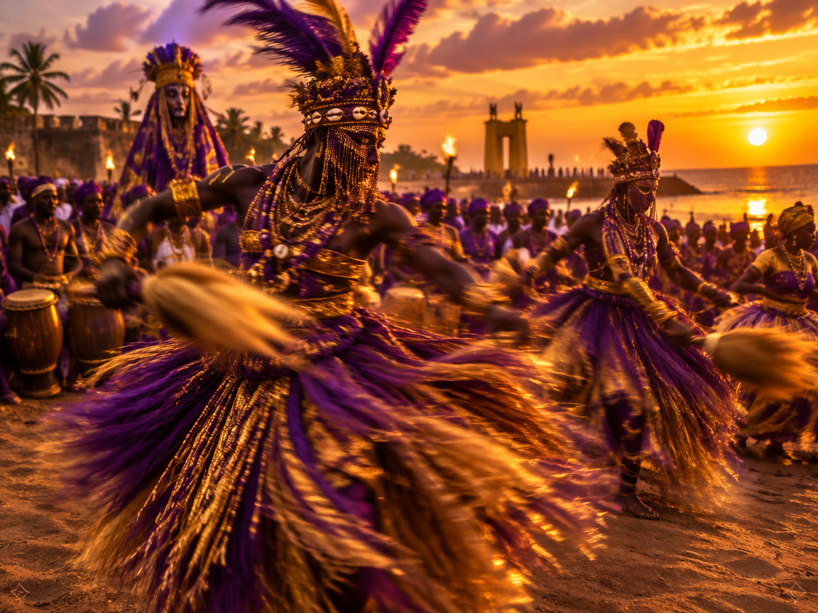 Maître Azonssou à la Fête Nationale du Vodoun — 10 Janvier, Ouidah