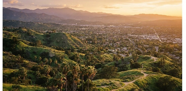 San Fernando Valley hills at sunset