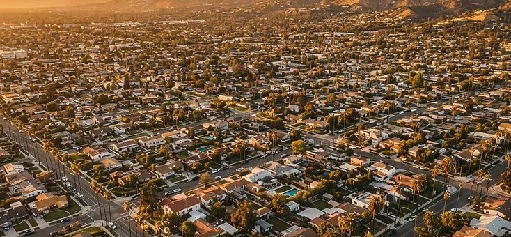 Aerial view of San Fernando Valley neighborhoods