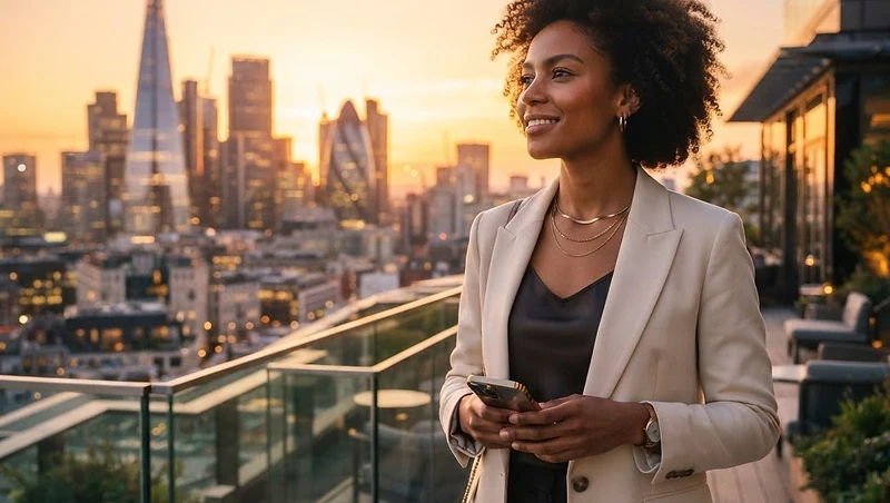 Diaspora woman at golden hour