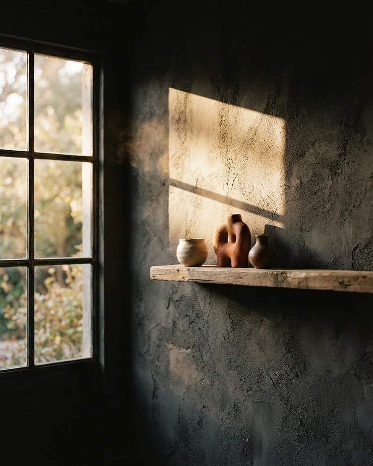 Warm light falling on a textured wall — the transition from dark to light that defines the recovery journey
