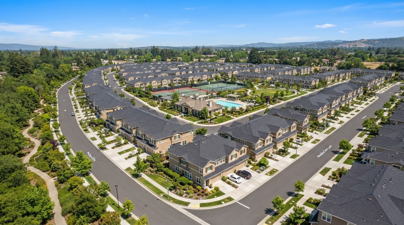 Aerial view of an HOA community