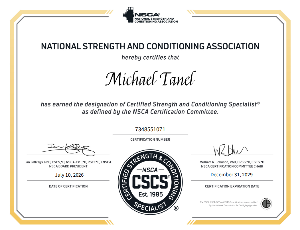 NSCA CSCS certificate