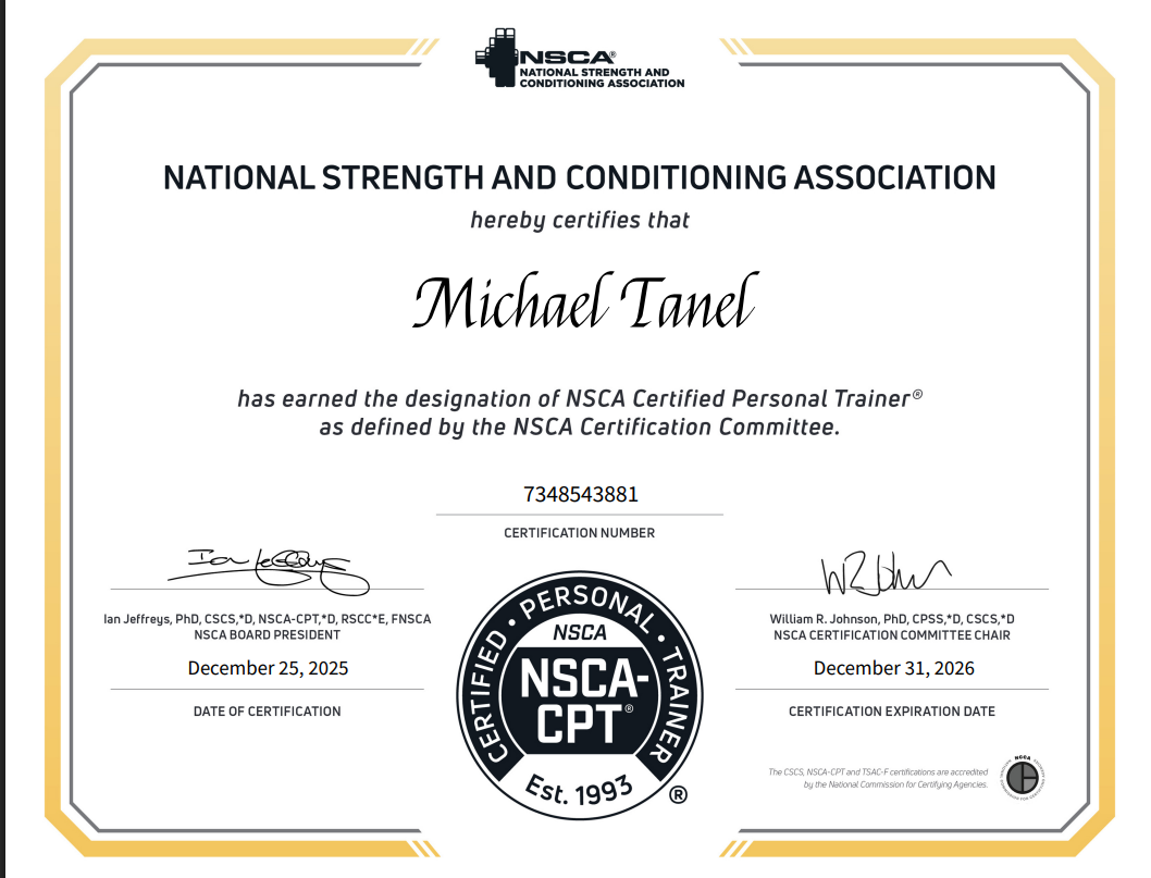 NSCA CPT certificate