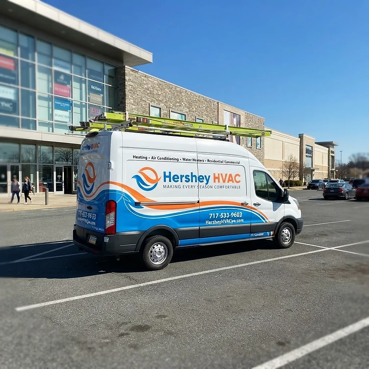 Hershey HVAC van servicing a mall
