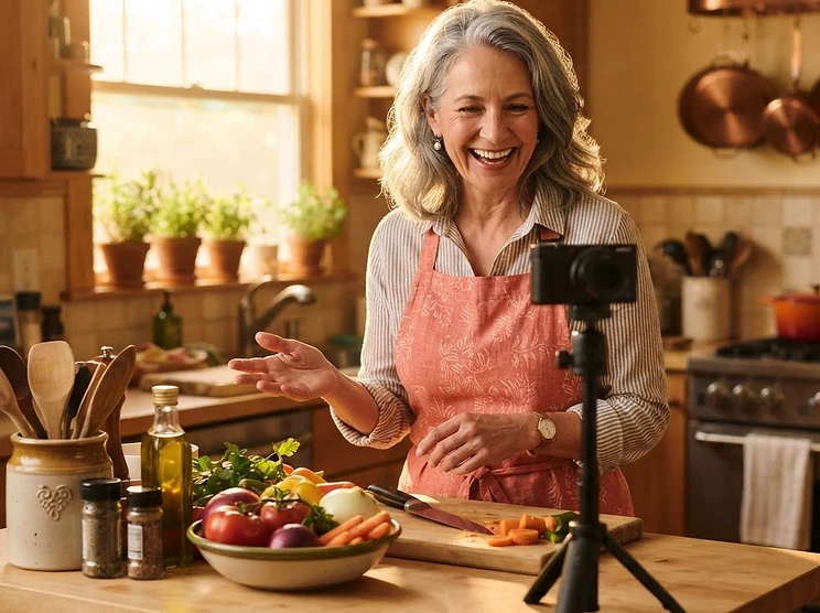 Filming in the kitchen