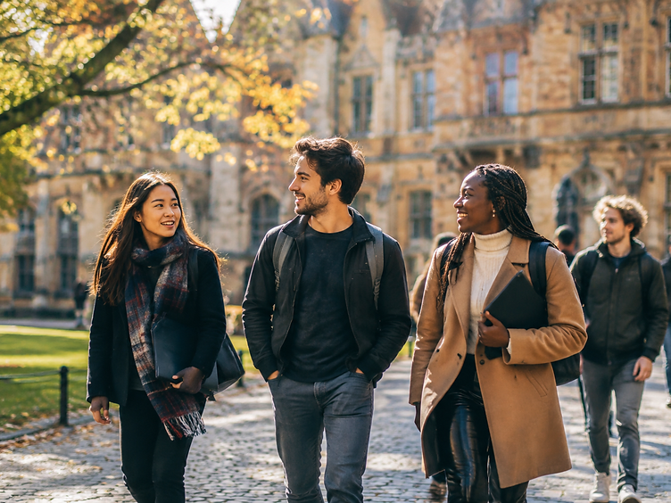 Students on a European campus