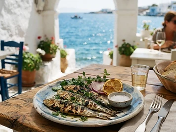 Sardeles Psites, a Greek Greek dish
