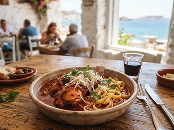Kokoras Krassatos, a Naxos Greek dish