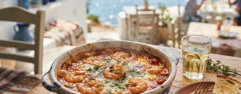 Saganaki Garides, a Greek Greek dish
