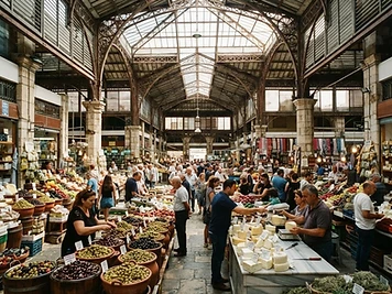 The iron and glass hall of the covered market in Chania