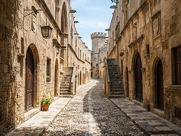 The Street of the Knights in the medieval old town of Rhodes.