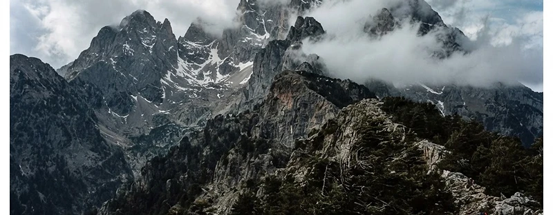 The high peaks of Mount Olympus above the treeline
