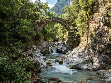 The Enipeas stream crossing rock below Mount Olympus