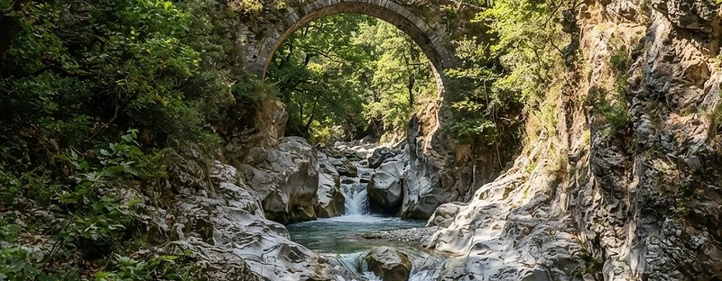 The Enipeas stream crossing rock below Mount Olympus