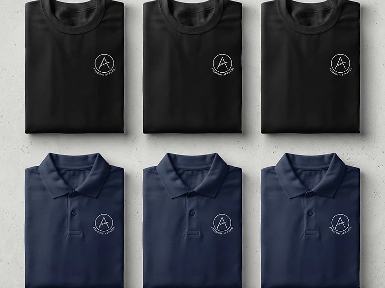 Small Business Starter Six: three printed t-shirts and three embroidered polo shirts