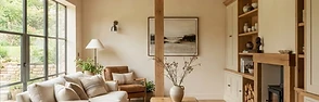 A beautifully finished home renovation with exposed beams