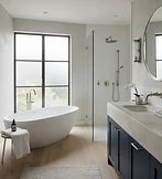 A clean modern bathroom with polished fixtures
