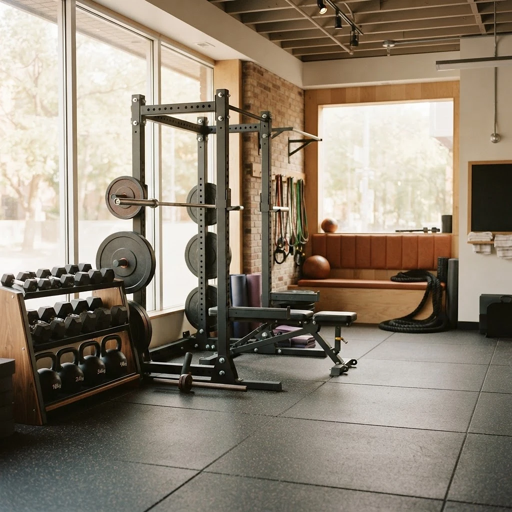 A bright, well-equipped training studio