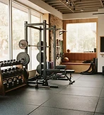 A bright, well-equipped training studio