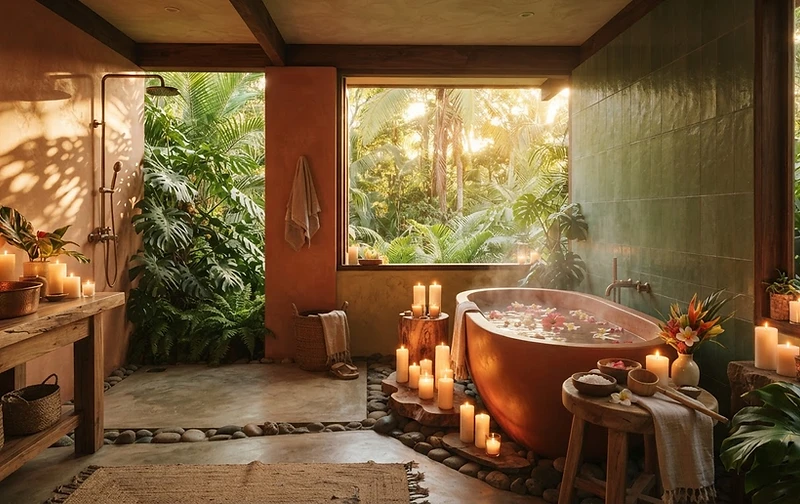 Tropical spa ritual setting