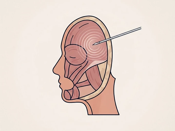 La toxine botulique agit sur le muscle : en relâchant la contraction, elle lisse la ride d'expression sans modifier le volume du visage.