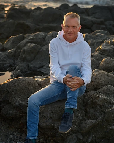Eamon Ray, founder of Healexus, in a serene modern interior